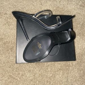 Open Toe Double Clear Strap Patent Mule Heel